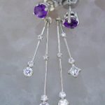 Amethyst Stud Earrings with Diamond Spray Dangles - Dyke Vandenburgh Jewelers