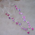 Bezel Set Pink and Purple Sapphire Drop Earrings - Dyke Vandenburgh Jewelers