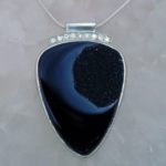 Black Onyx Pendant with Druzy Quartz and Diamonds - Dyke Vandenburgh Jewelers