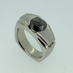 Black Rose Cut Diamond Ring with Two Cognac Diamonds - Dyke Vandenburgh Jewelers