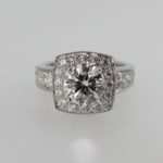 Diamond Ring with Bright Set Diamond Halo and Diamond Shoulders - Dyke Vandenburgh Jewelers