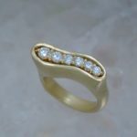 Distressed Yellow Gold Ring with White Diamonds - Dyke Vandenburgh Jewelers