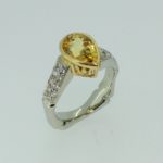 Fancy Yellow Pear Shape Sapphire with Diamond Pave Shoulders and Bamboo Shank - Dyke Vandenburgh Jewelers