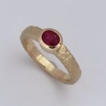 Hammered and Satin Finish Bezel Set Ruby Ring - Dyke Vandenburgh Jewelers