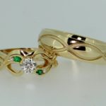 Infinity Bridal Trio With Diamonds and Emeralds - Dyke Vandenburgh Jewelers