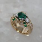 Oval Emerald Vintage Style Ring with Emerald and Diamond Accents - Dyke Vandenburgh Jewelers