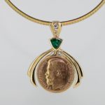 Reversible Coin Pendant with Emerald and Diamond Bail - Dyke Vandenburgh Jewelers