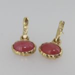 Rhodochrosite Earrings in Distressed Faceted Bezel Mountings - Dyke Vandenburgh Jewelers