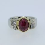 Ruby Cabochon and Diamond Two Tone Ring - Dyke Vandenburgh Jewelers
