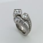 Shooting Star Princess, Round, Emerald Cut Diamond Ring, with Bright Set Rounds - Dyke Vandenburgh Jewelers