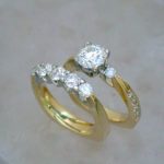 Two Piece Bridal with Bright Set Engagement Ring and Shared Prong Band - Dyke Vandenburgh Jewelers