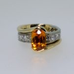 Two Tone Bypass Ring with Golden Sapphire and Bright Set Diamonds - Dyke Vandenburgh Jewelers