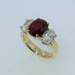 Very Fine Quality Oval Ruby and Oval Diamond 3 Stone Ring - Dyke Vandenburgh Jewelers