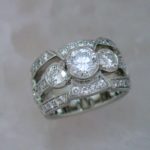 Vintage Inspired 3 Stone Diamond Band with Bright Set Diamond Accents - Dyke Vandenburgh Jewelers